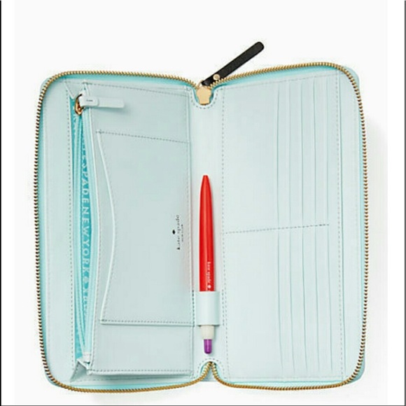 Kate Spade Graphic New Horizons Out Of Office Kaden Aqua Wallet. - Picture 4 of 8